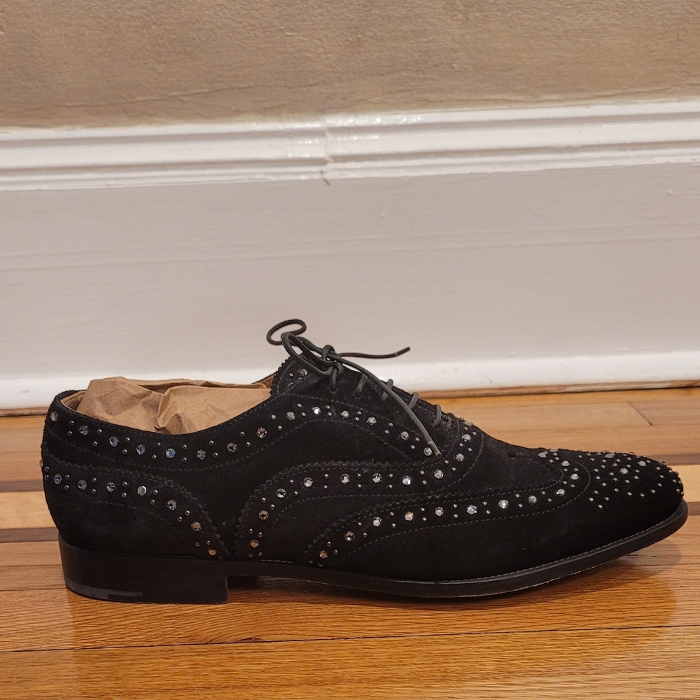 CHURCH'S BURWOOD MET STUDDED  BLACK SUEDE BROGUES LACE UP SHOES - Picture 7 of 13